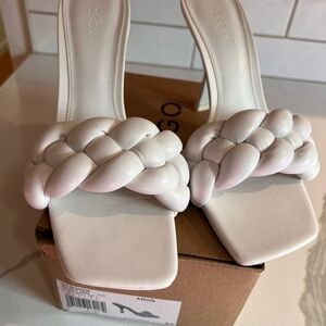 MANGO White Braided Women's Heeled Sandals